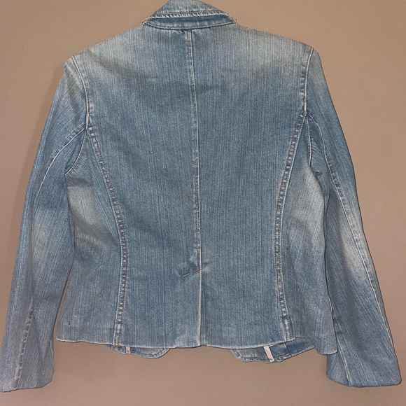 Womens Gap Button Jean Jacket Blue Short Collared Pockets Solid Long Sleeve Sz 4 - Picture 6 of 6